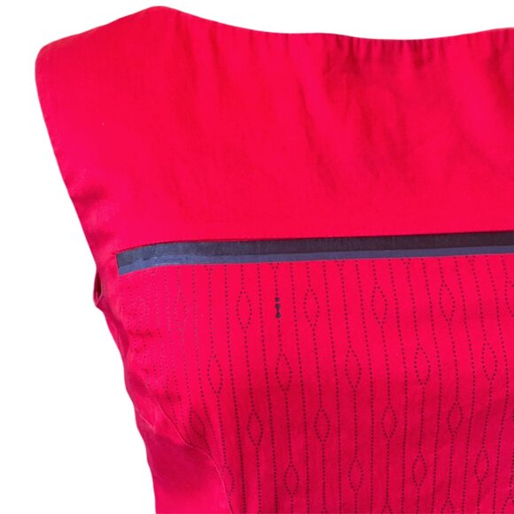 SKUNKFUNK Betolatza Asymmetrical red short dress with blue details Size 4 medium - Picture 2 of 11